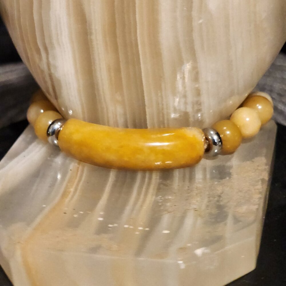 Stone / Bead Bracelet - 7 inch - Gold Topaz